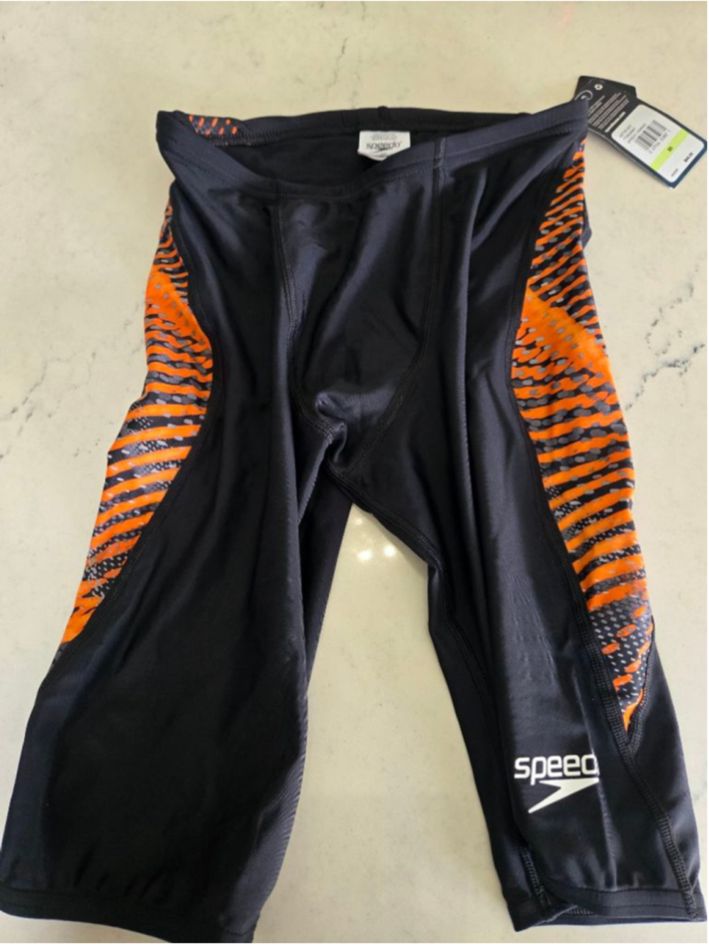 Speedo Black and Orange Men's Swim Jammer Trunks